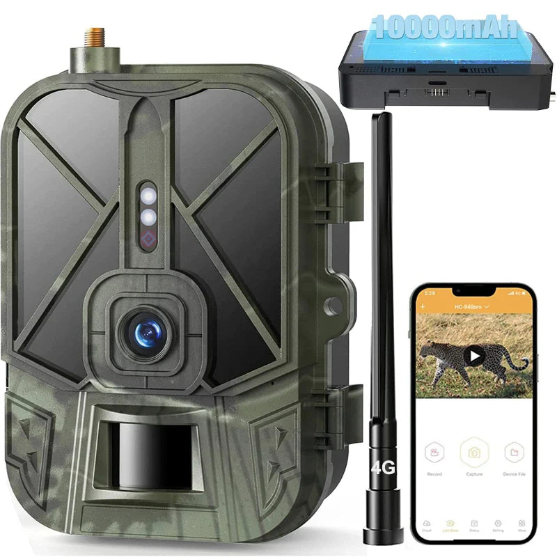 4G 4K 36MP Wildlife Trail Camera with Live APP Control & No-Glow IR LEDs