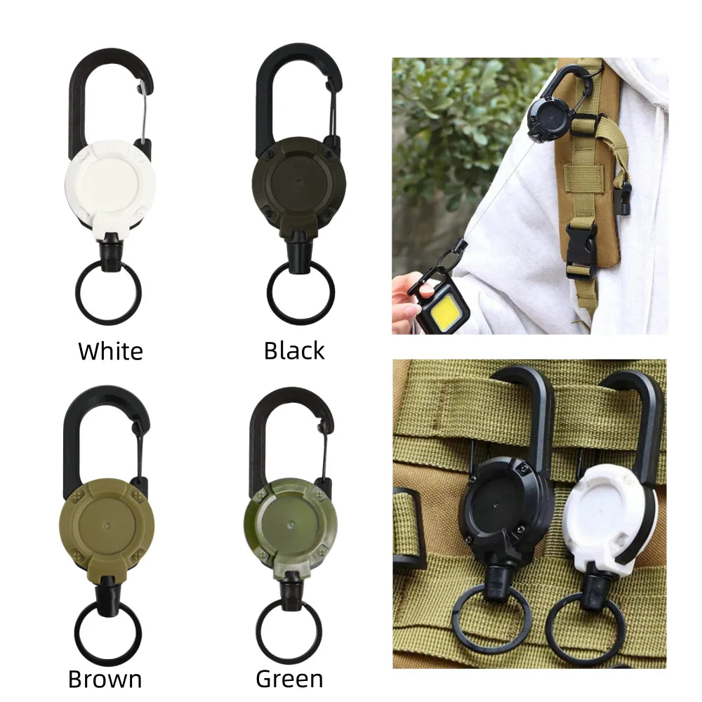 Automatic Retractable Wire Rope Keychain with Carabiner for Outdoor Use