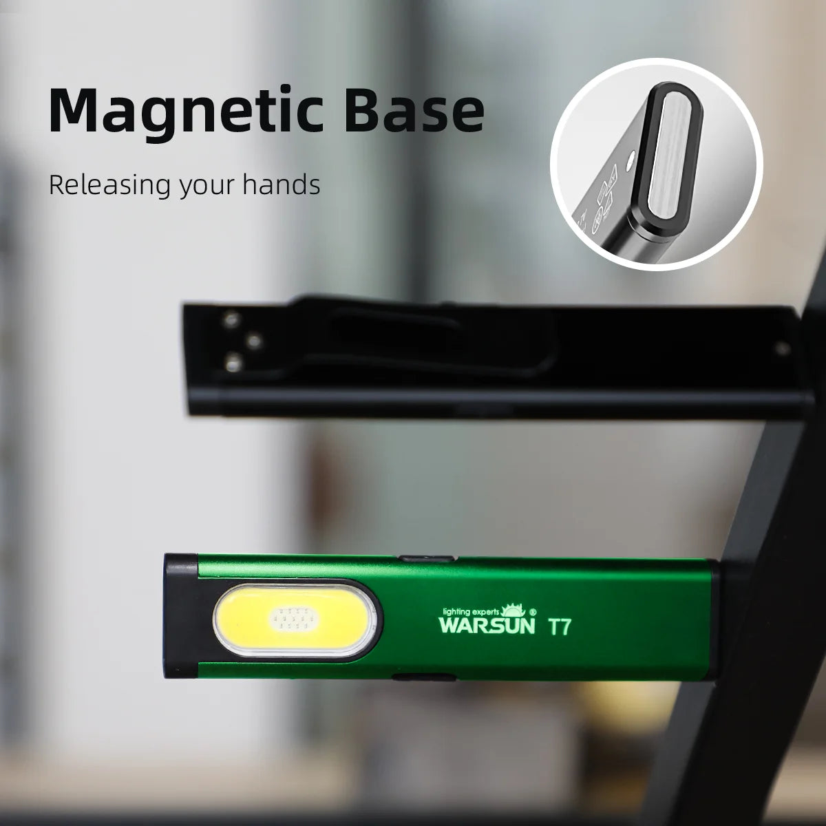 WARSUN T7 GREEN 800 Lumen USB-C Rechargeable Keychain Flashlight with Magnet