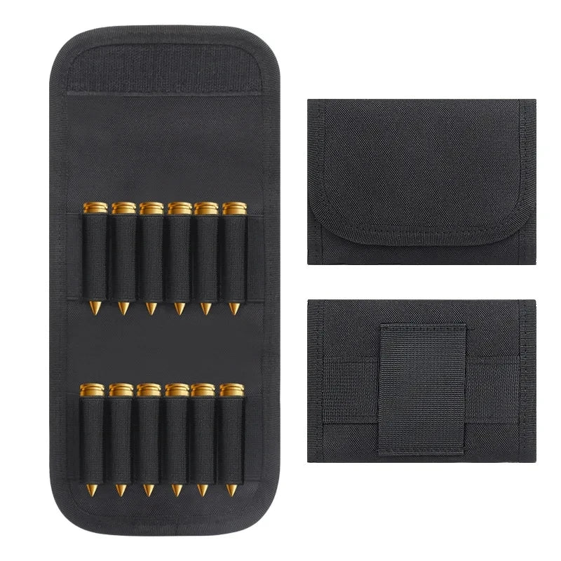 Tactical Foldable Ammo Pouch – 12-Round Rifle Cartridge Case, Molle Ammo Bag, Hunting Bullet Holder