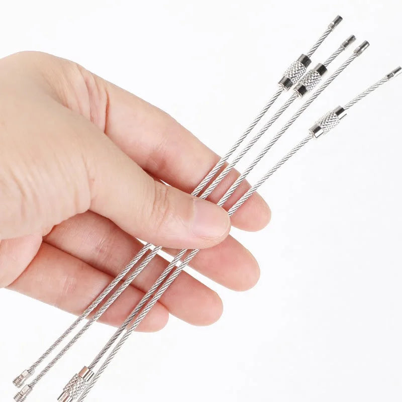 10PCS 15cm Stainless Steel Wire Keyring Kit for Camping and EDC