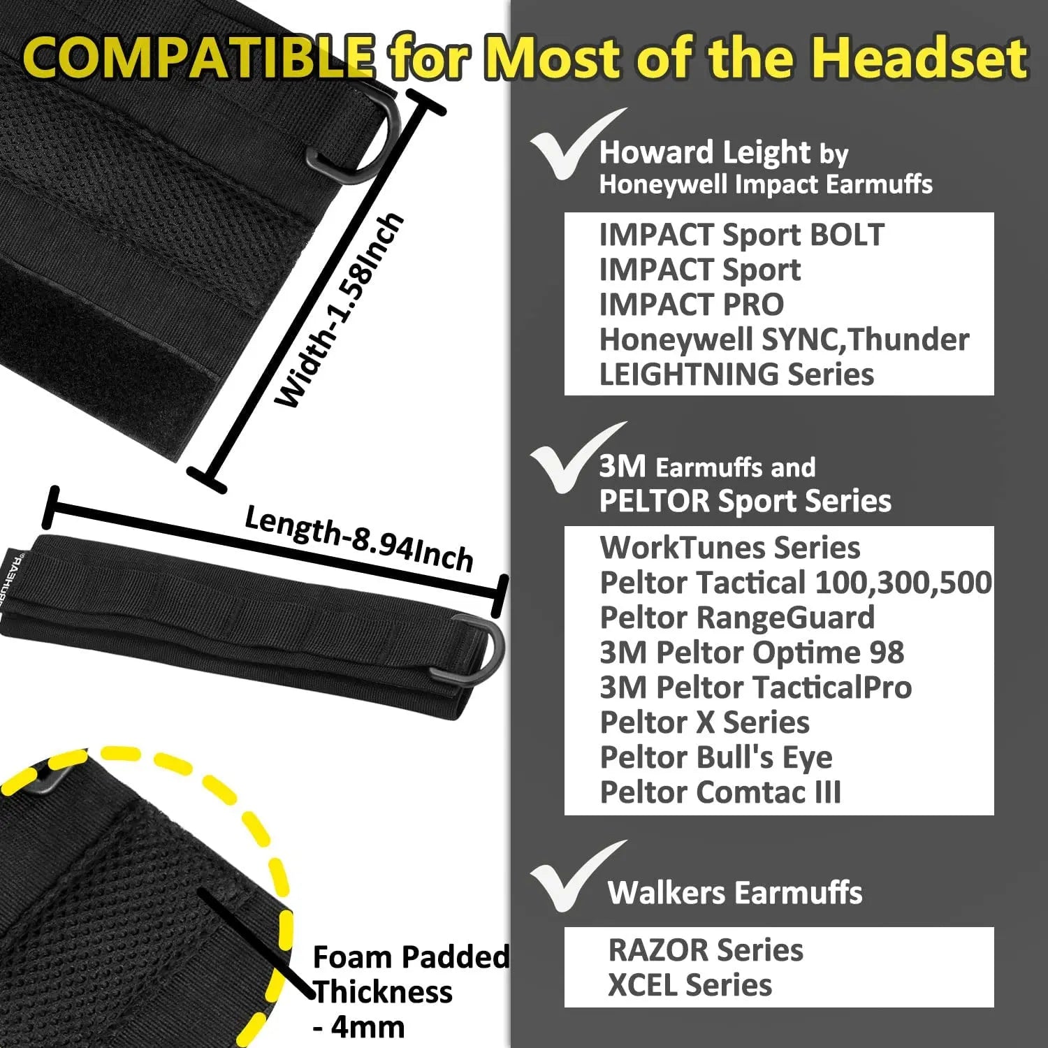 ZOHAN Tactical Headband Cover for Earmuffs - Fits 3M, Peltor, Howard Leight, Walkers Razor