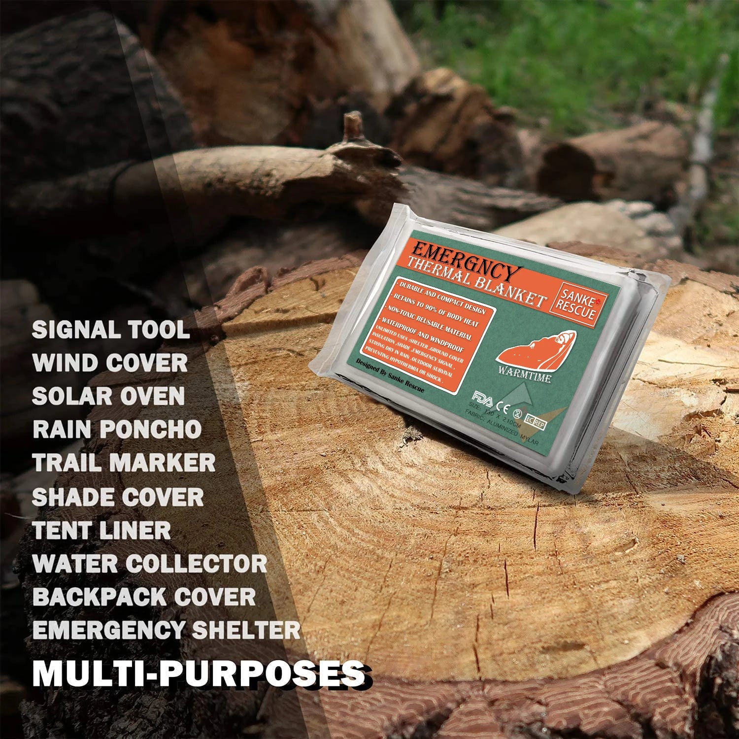 4pcs Emergency Mylar Thermal Survival Blanket for Camping, Hiking, and First Aid