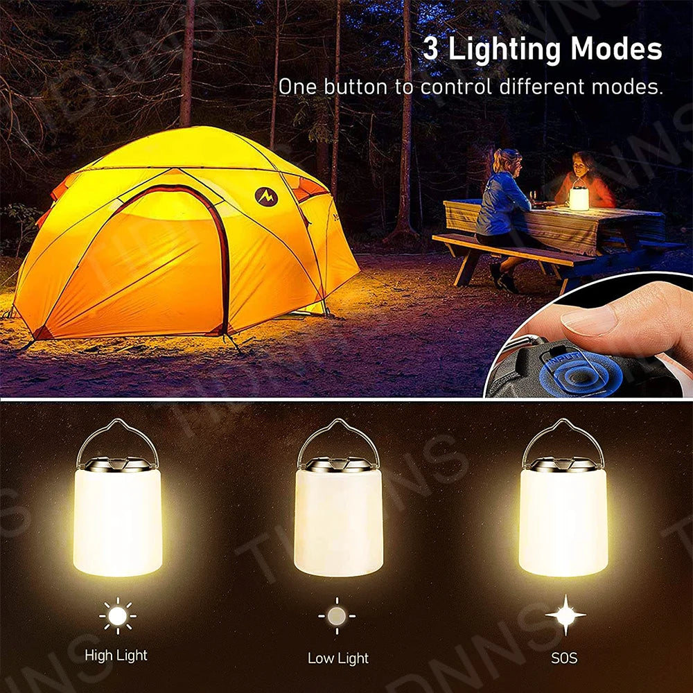 TIDNNS LED Rechargeable Camping Lantern - Portable Light with Built-in Flashlight Function