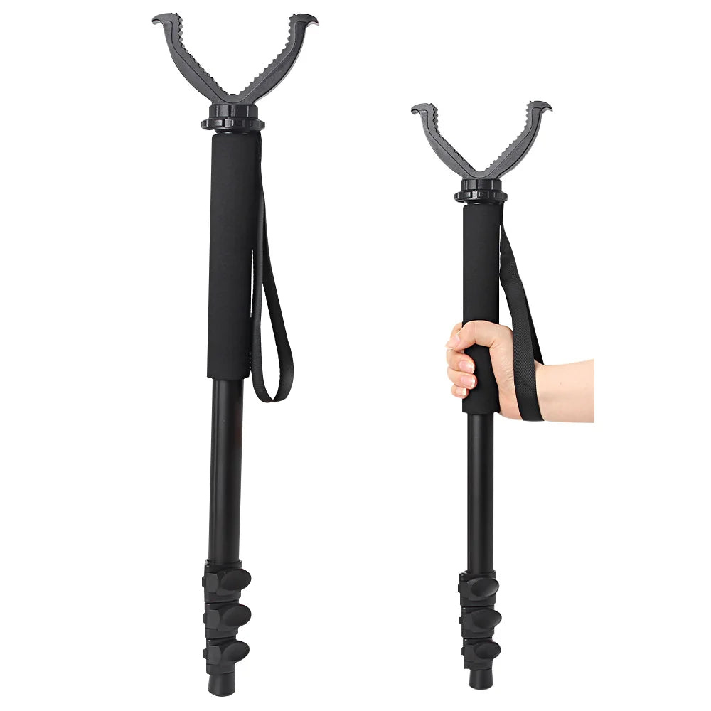 Aluminum Alloy Adjustable Hunting Stand – Portable Shooting Stick with Anti-Lost Wristband