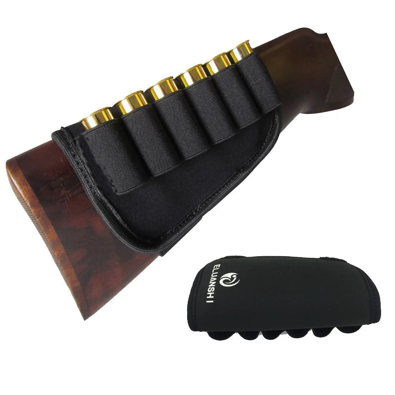 12-Gauge Elastic Buttstock Ammo Holder – Nylon MOLLE Shotgun Shell Pouch, Hunting Bags, Holsters