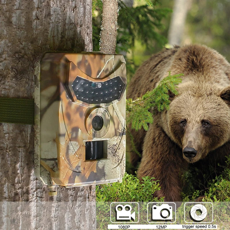 12MP Infrared Trail Camera for Wildlife Detection and Night Monitoring