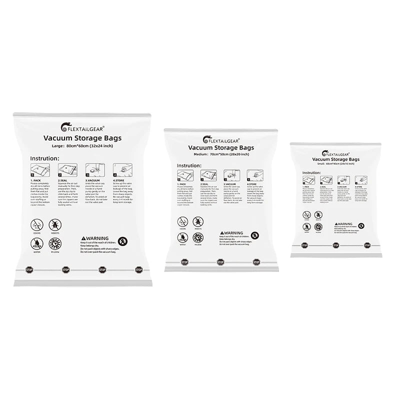 FLEXTAILGEAR Vacuum Bags for Clothes & Bedding 4pcs