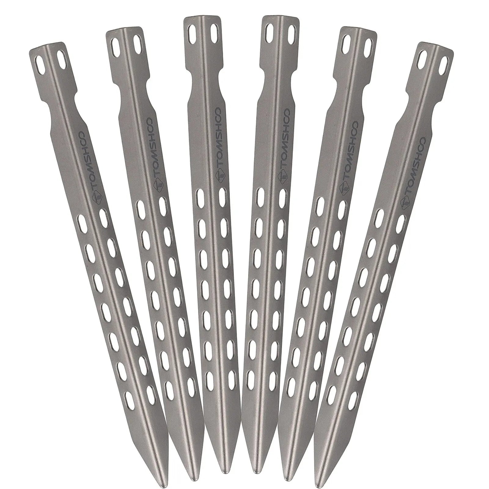 TOMSHOO Ultralight Titanium Tent Pegs – 4/6 Pack Windproof Camping Stakes