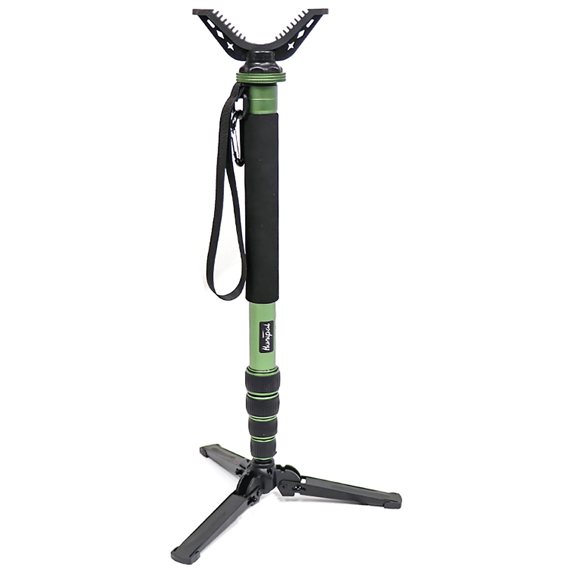 HUNTPAL Adjustable Aluminium Hunting Monopod – V Yoke Shooting Stick with Tripod Base