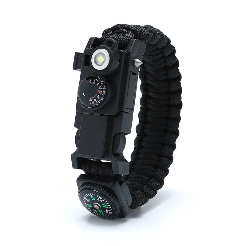 Waterproof Multi-function Outdoor First Aid Kit – Paracord Bracelet with Compass & LED Light