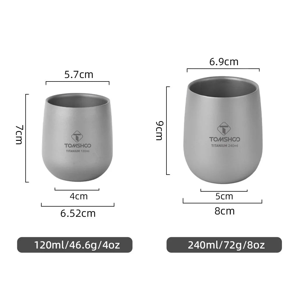 TOMSHOO Titanium Double-Wall Cup – Insulated Drink Cup for Camping & Travel
