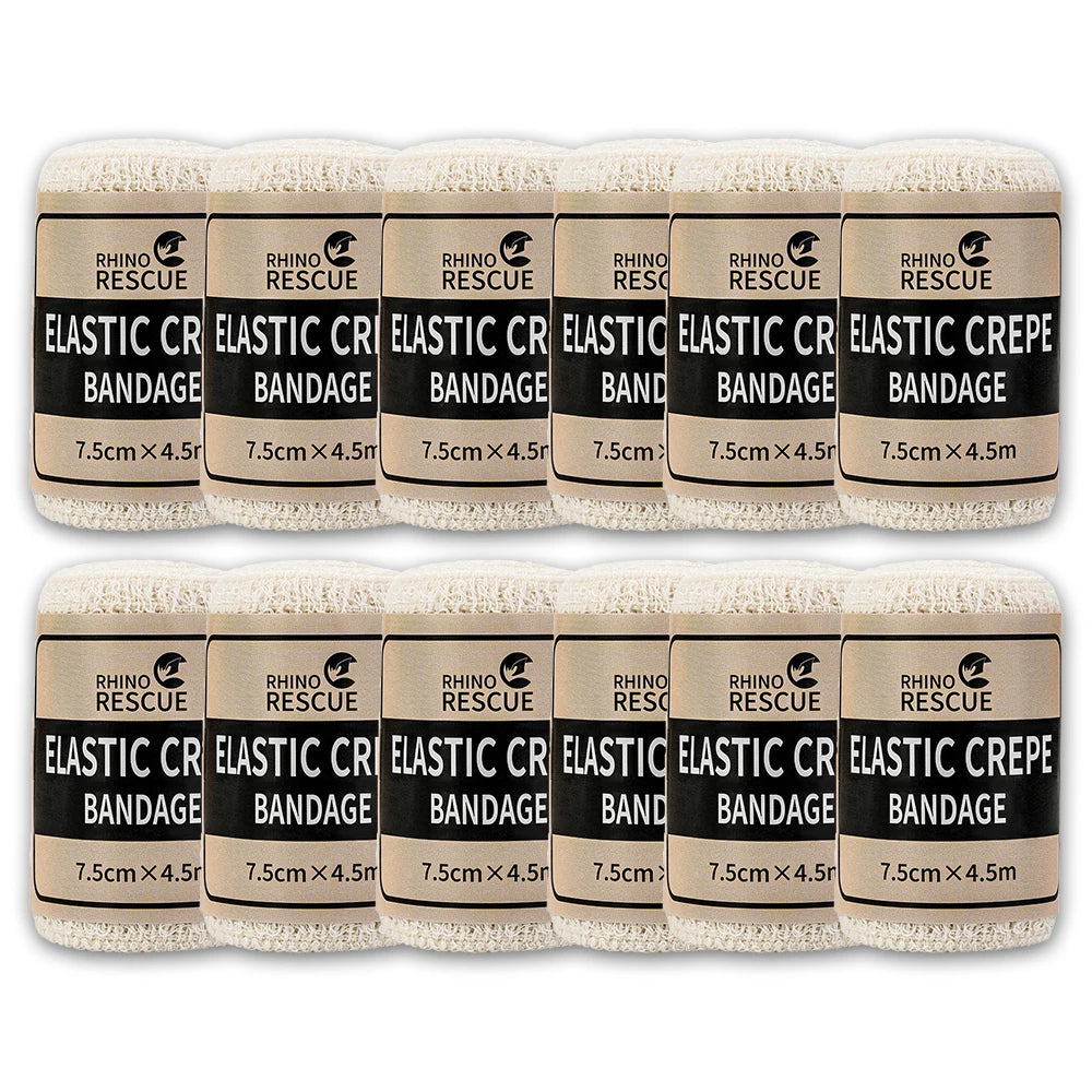 RHINO RESCUE Elastic Crepe Bandage First Aid Kit 6/12pcs Wound Dressing for Emergency Use