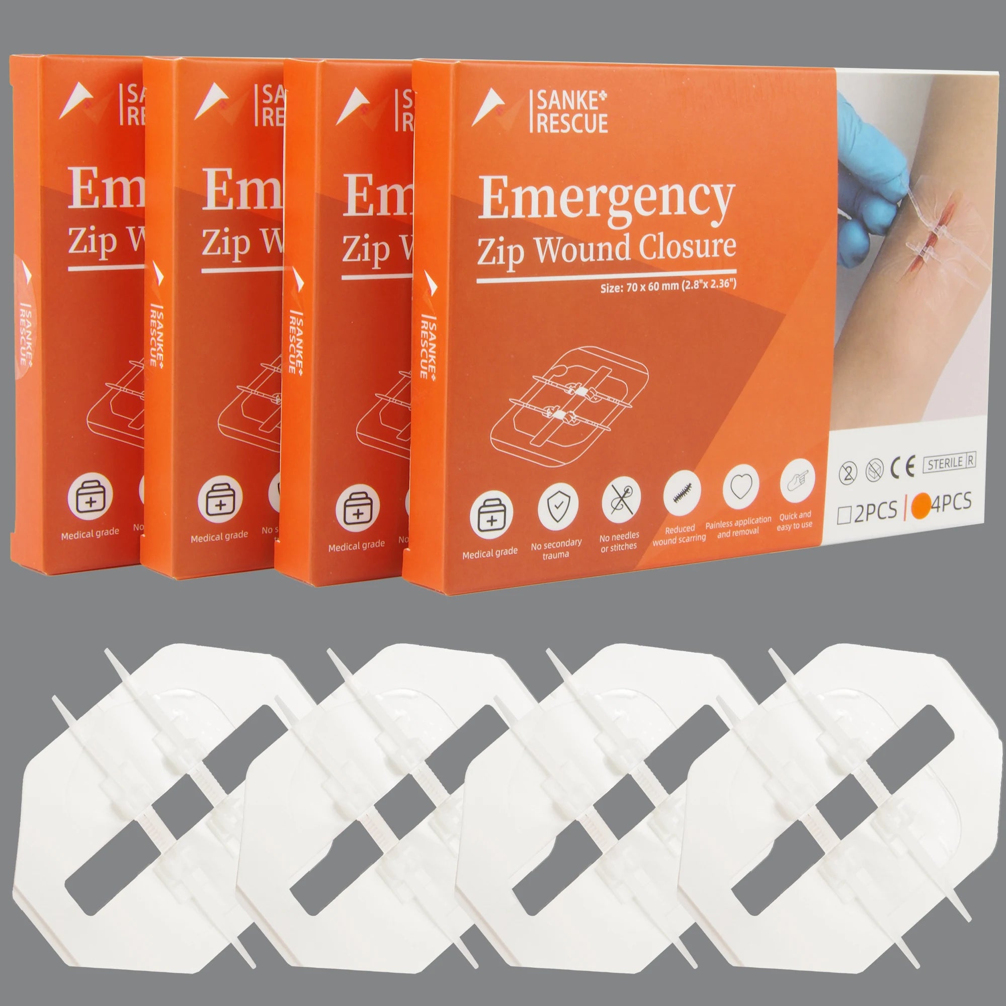 SANKE RESCUE Zipper Painless Wound Closure Device – Emergency Suture-Free First Aid Bandage