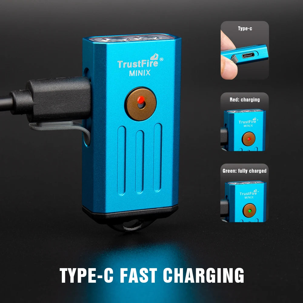 TRUSTFIRE MINIX Mini EDC Keychain Flashlight – 320LM Dual-Light USB-C Rechargeable