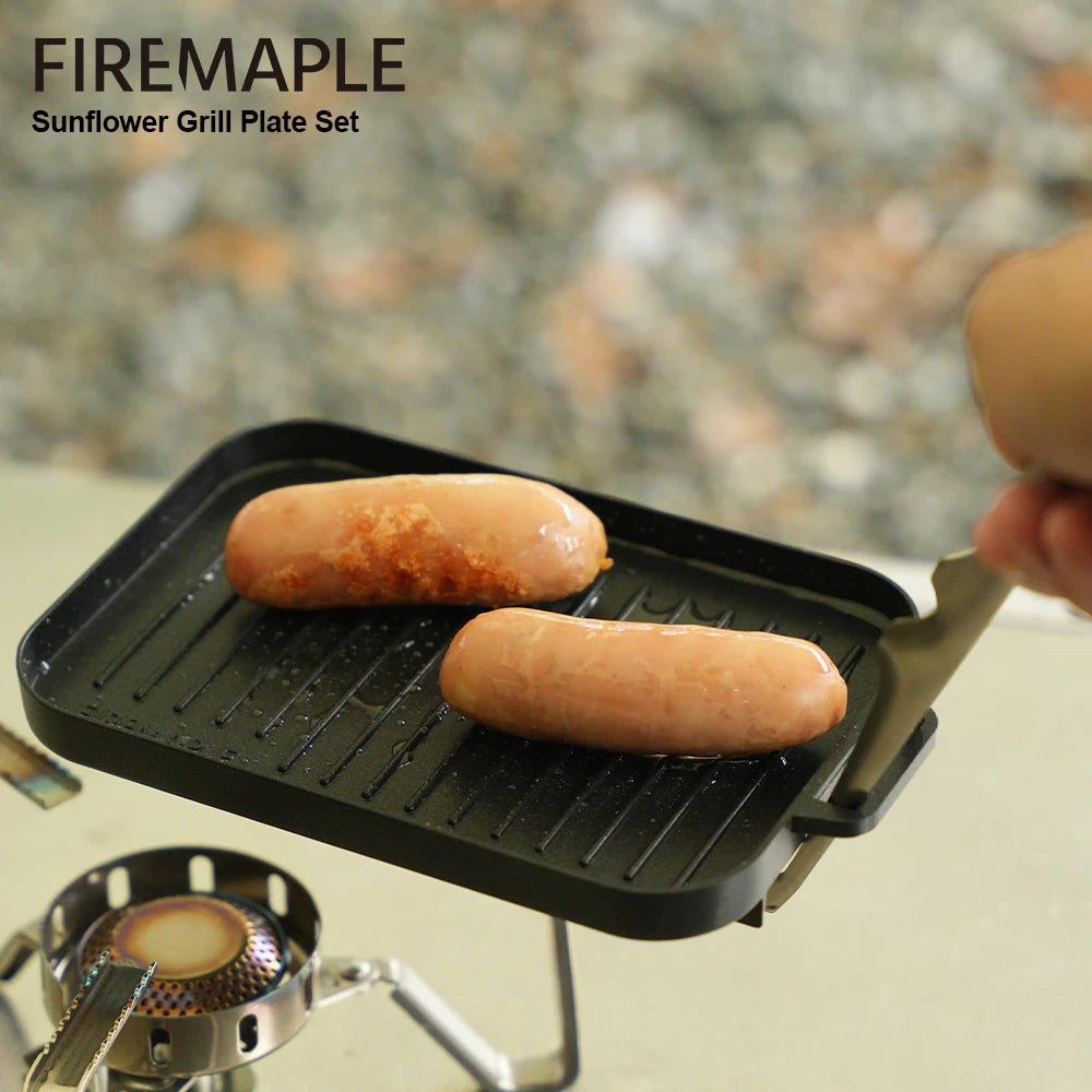 FIRE MAPLE Mini Grill Plate Set – Non-Stick, Heat-Resistant BBQ Pan for Outdoor Cooking