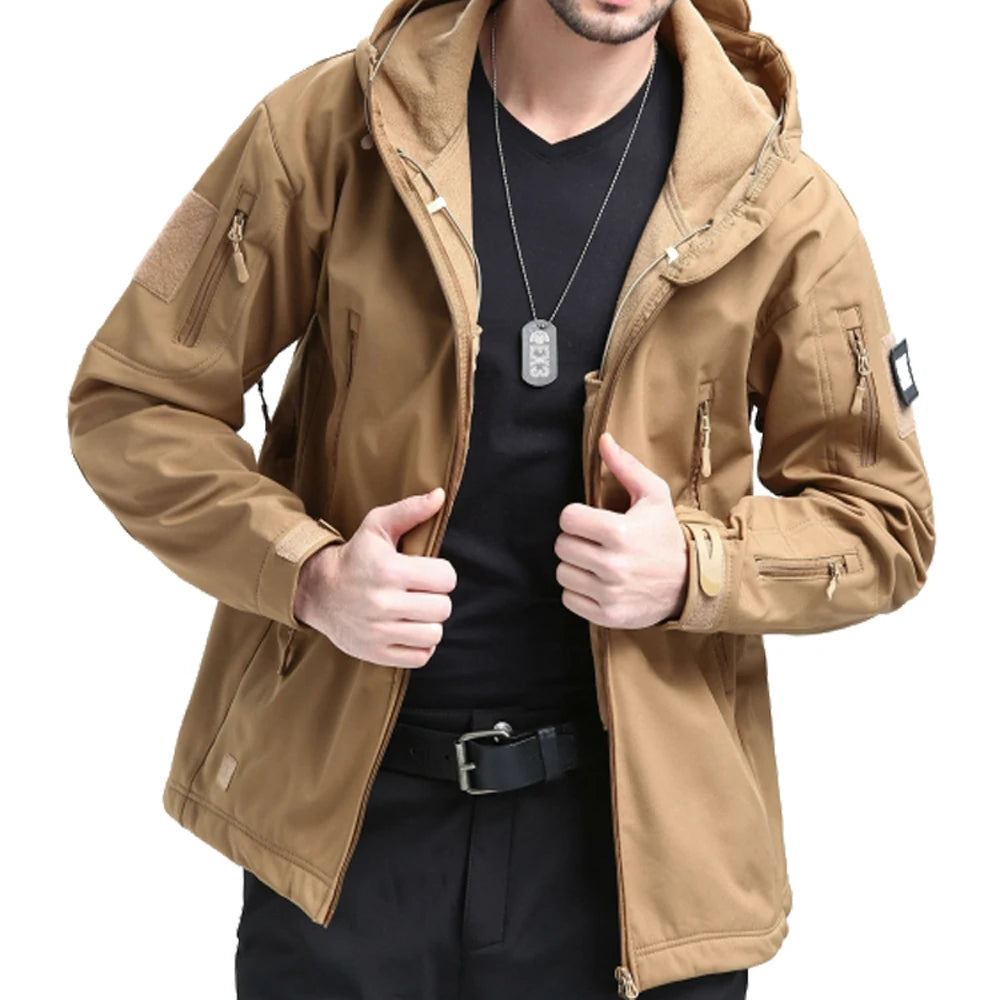 VIKTACTICAL Military Shark Skin Soft Shell Jacket - Tactical Waterproof Windbreaker with Hood for NZ Hunting