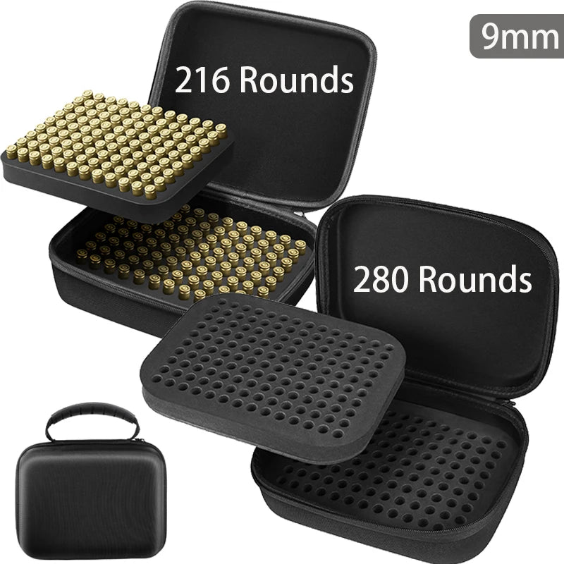 280/216 Rounds Ammo Case – Portable Double-Layer 9mm Cartridge Pouch, Bullet Holder Outdoor Shooting