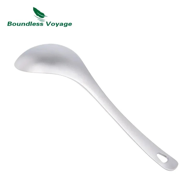 BOUNDLESS VOYAGE Titanium Deep-Bowled Ladle – Lightweight Cooking Spoon for Camping & Kitchen Use
