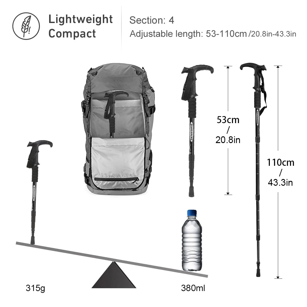 WESTTUNE 4-Section Folding Trekking Pole – Lightweight Telescopic Hiking & Climbing Stick