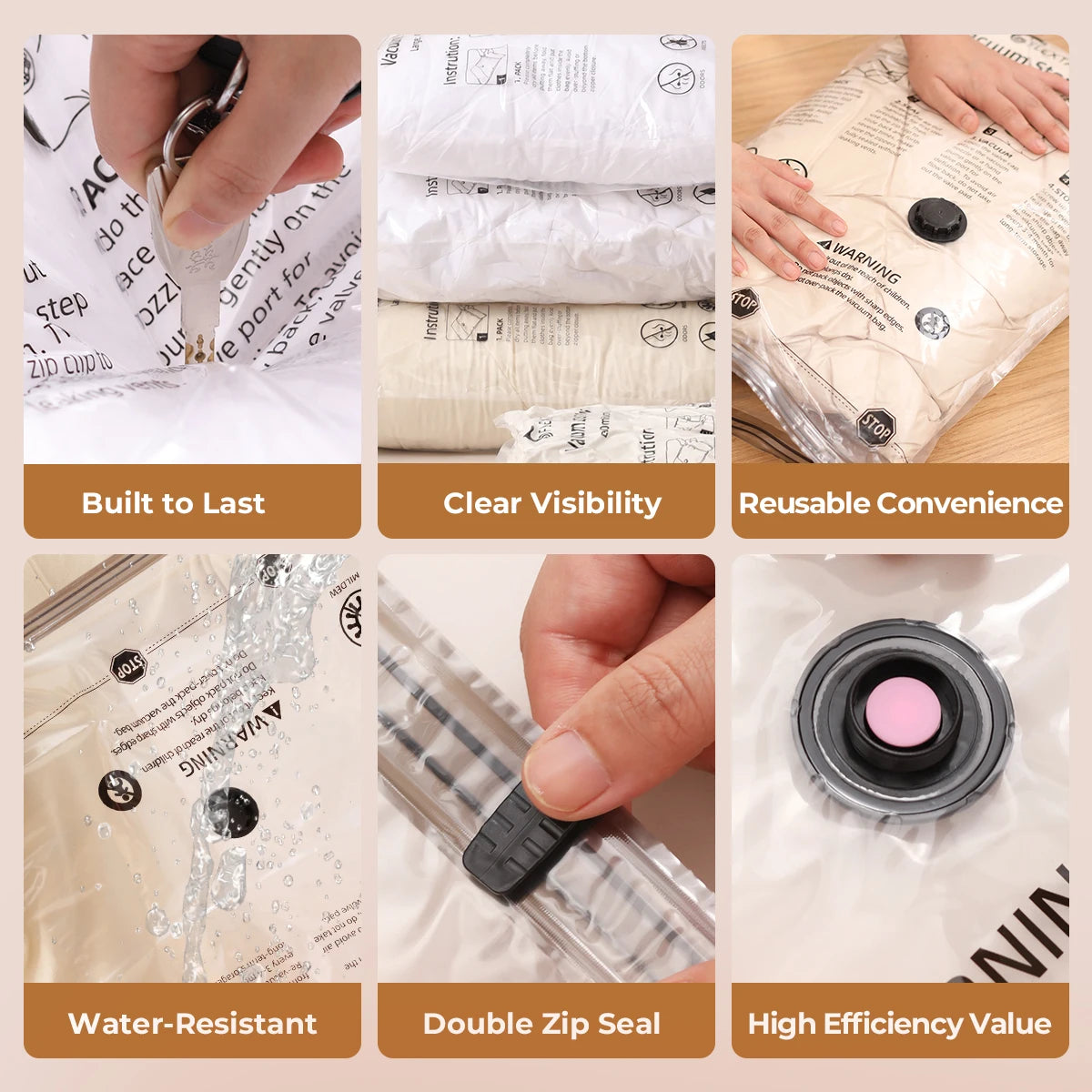 FLEXTAILGEAR Vacuum Bags for Clothes & Bedding 4pcs