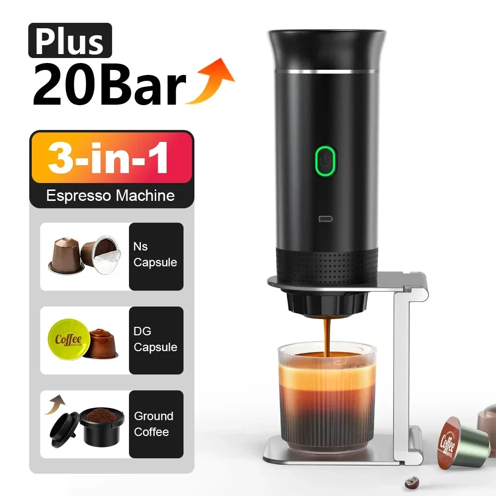 DENOKIN Wireless Portable Espresso Machine – 3-in-1 Coffee Maker for Travel, Car & Home