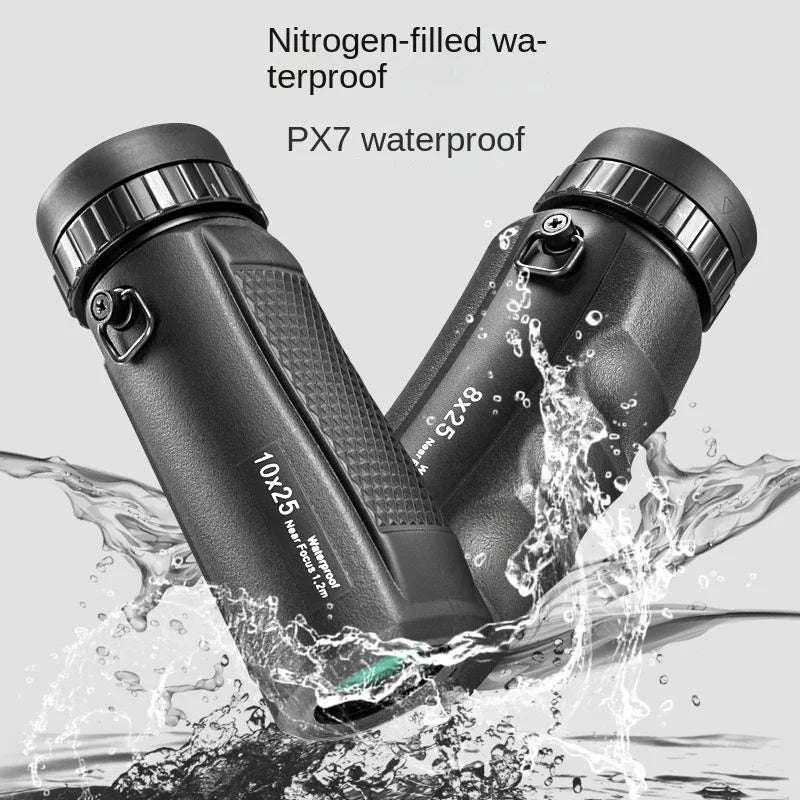 Powerful Mini 8X25 10X25 Monocular Telescope, HD Portable, IPX7 Waterproof, Compact for Outdoors