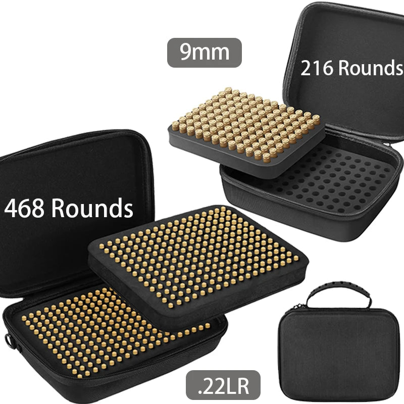 AIRSSON Ammo Pouch – 108/216/468 Round Storage Case for .223, 9mm, .22LR Ammunition