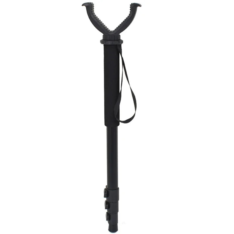 Telescopic Aluminium Hunting Monopod – V Yoke Rotating Shooting Stick with Shoulder Strap