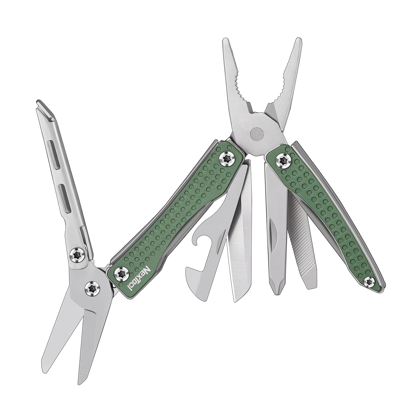 NEXTOOL Mini Flagship 10-in-1 Multitool in Red/Green with Pliers and Screwdrivers