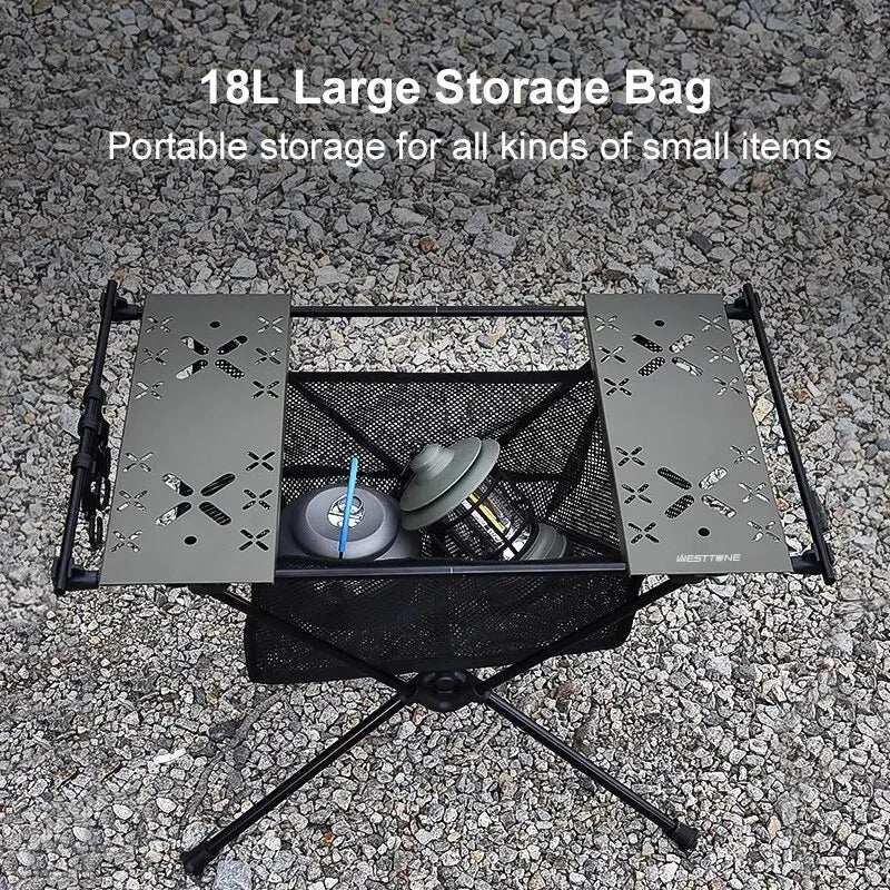 WEST TUNE Camping Table with IGT Stove Portable Aluminium Folding Table