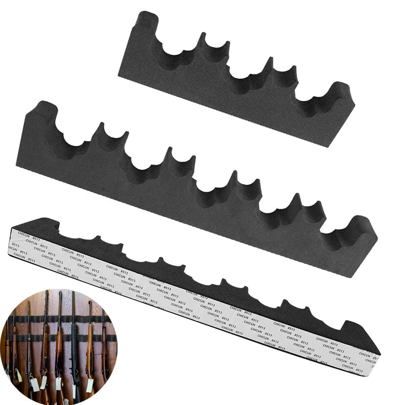 Foam Gun Rack Wall-Mount – 3/5 Slot Self-Adhesive Rifle Holder for Hunting Accessories