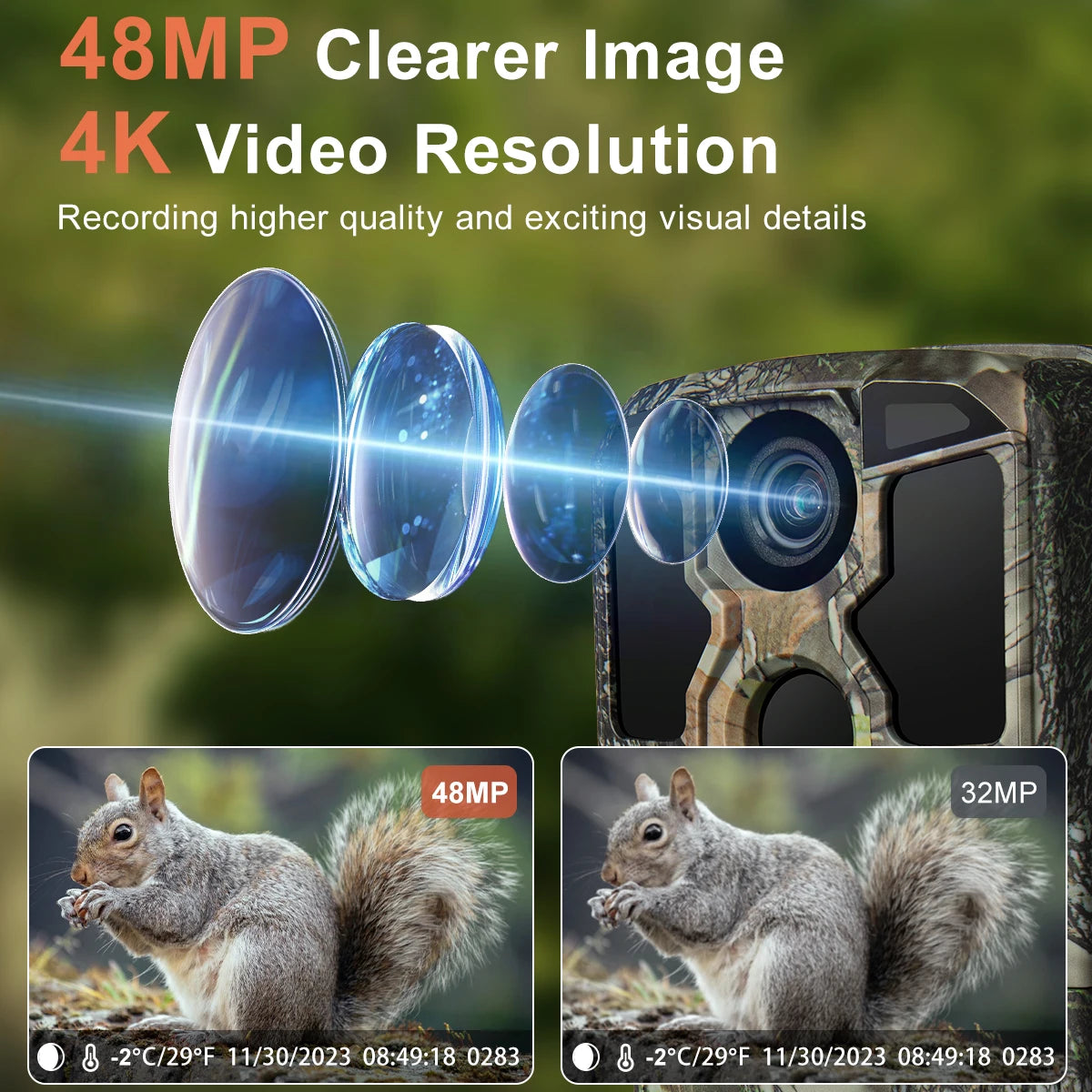 KJK 4K 48MP WiFi Trail Camera with 0.05s Trigger & IP67 Night Vision Protection