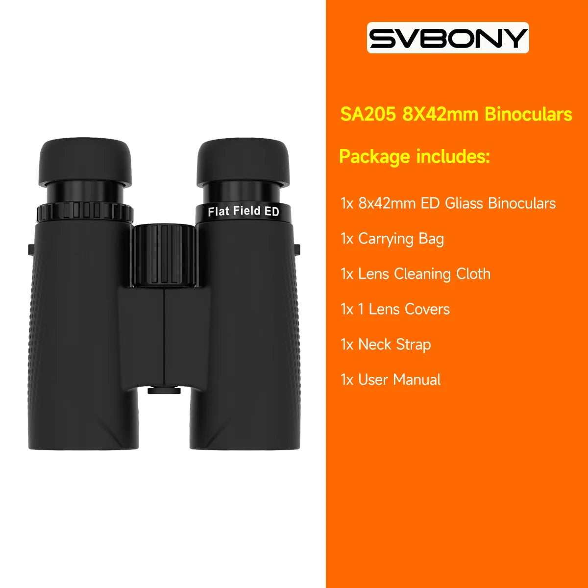 SVBONY SA205 8X42/10X42 ED Binoculars – Waterproof, Flat-Field Optics for Birdwatching & Stargazing