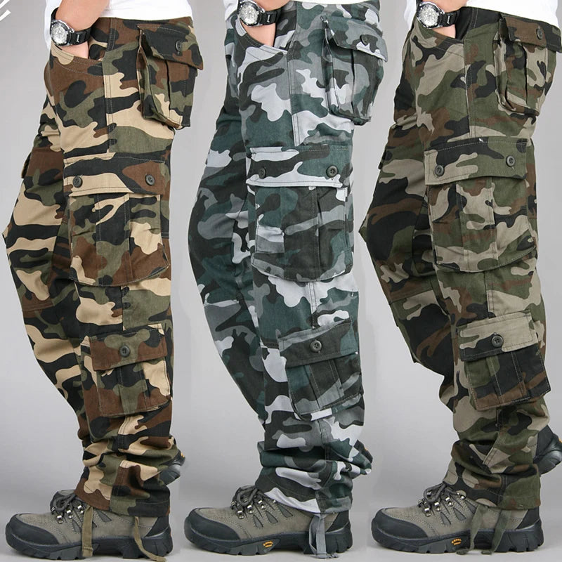 Men’s Tactical Camouflage Overalls – Multi-Pocket Cotton Cargo Work Pants for Fishing and Hunting
