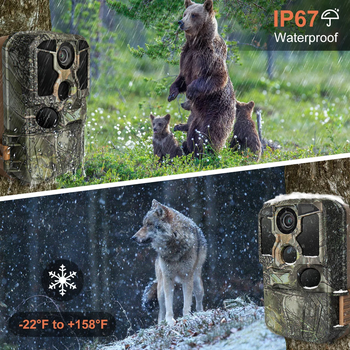 KJK 4K 48MP WiFi Trail Camera with 0.05s Trigger & IP67 Night Vision Protection