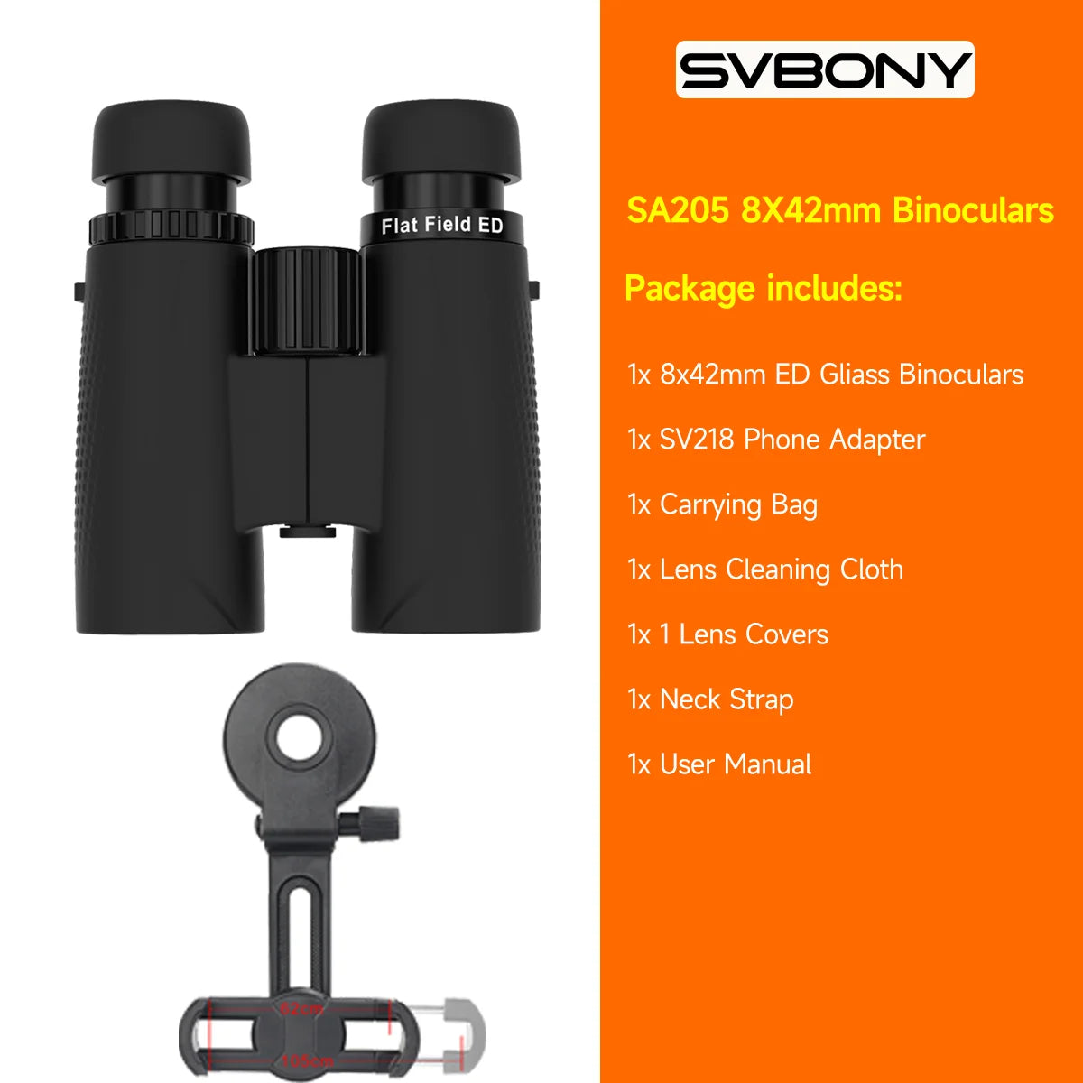 SVBONY SA205 8X42/10X42 ED Binoculars – Waterproof, Flat-Field Optics for Birdwatching & Stargazing
