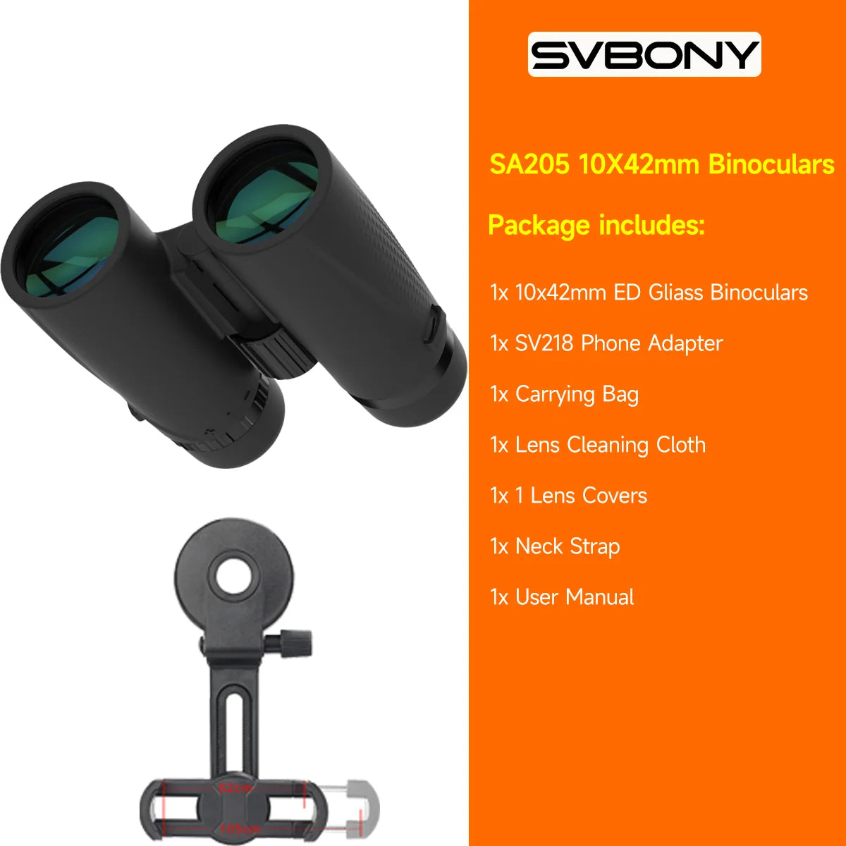 SVBONY SA205 8X42/10X42 ED Binoculars – Waterproof, Flat-Field Optics for Birdwatching & Stargazing