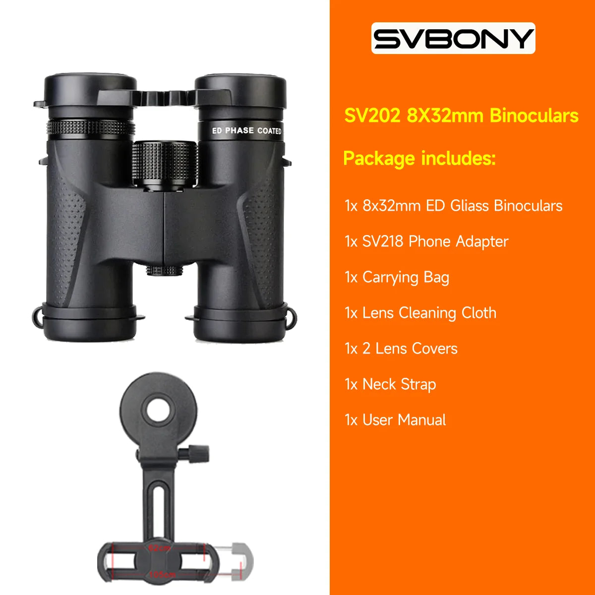 SVBONY SV202 ED Binoculars – Waterproof BAK4 Optics for Birdwatching & Stargazing