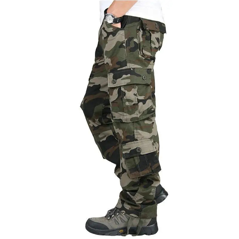 Men’s Tactical Camouflage Overalls – Multi-Pocket Cotton Cargo Work Pants for Fishing and Hunting