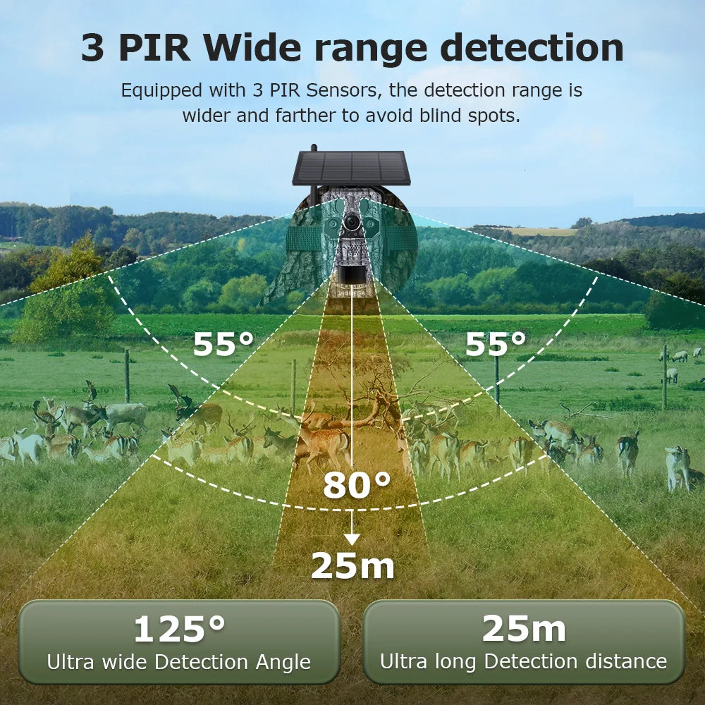 INQMEGA 5MP 4G 2K Trail Camera – PIR Motion Activated Night Vision Solar Hunting Cam