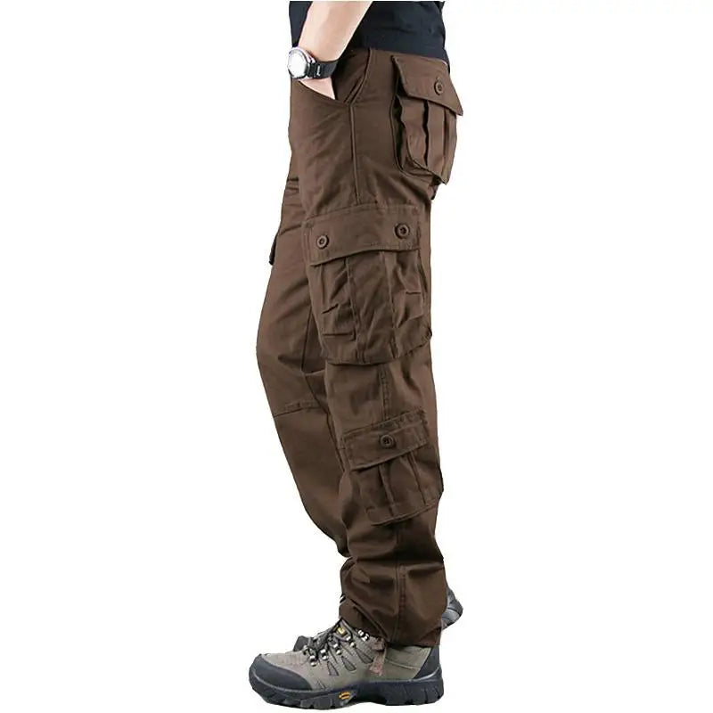 Men’s Tactical Camouflage Overalls – Multi-Pocket Cotton Cargo Work Pants for Fishing and Hunting