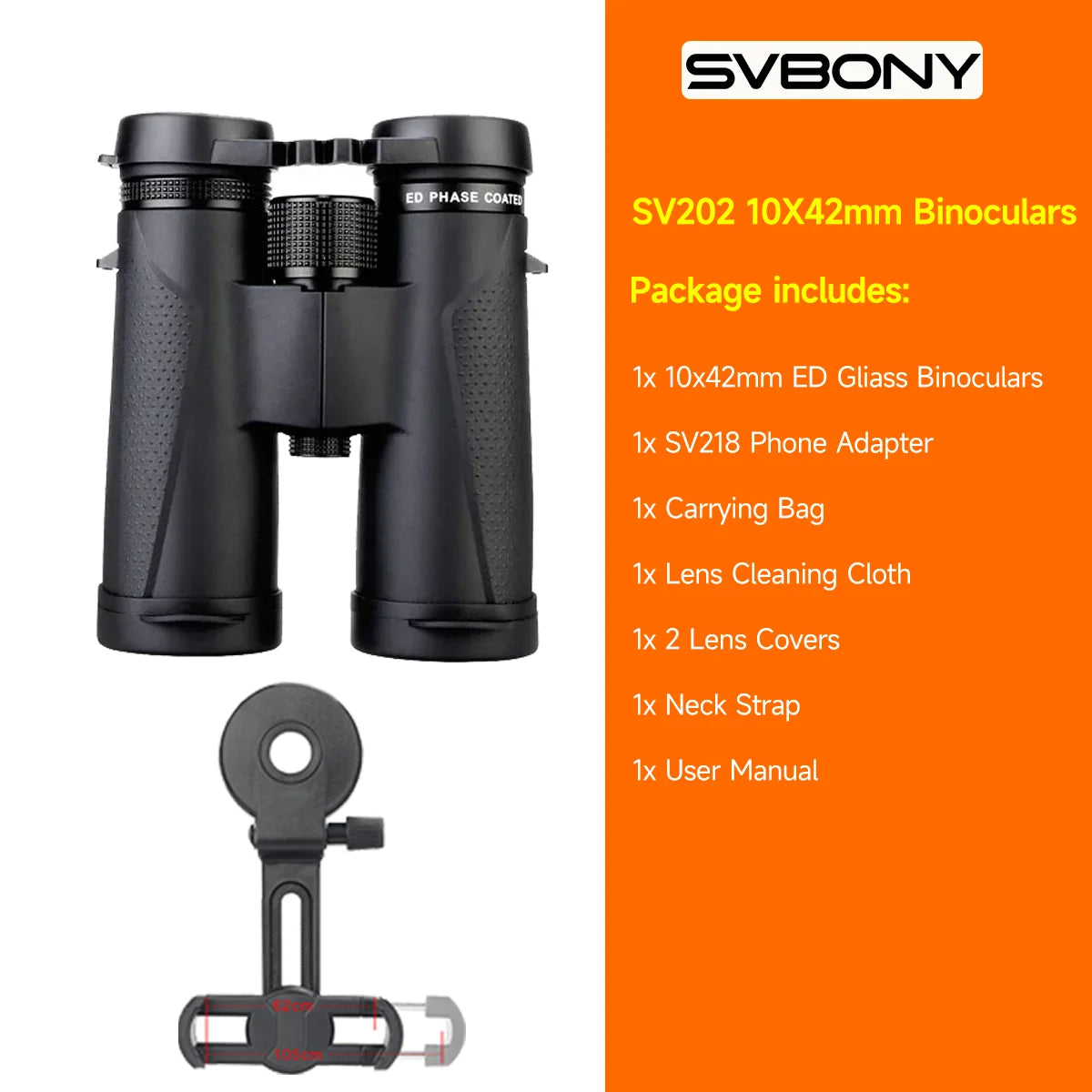 SVBONY SV202 ED Binoculars – Waterproof BAK4 Optics for Birdwatching & Stargazing