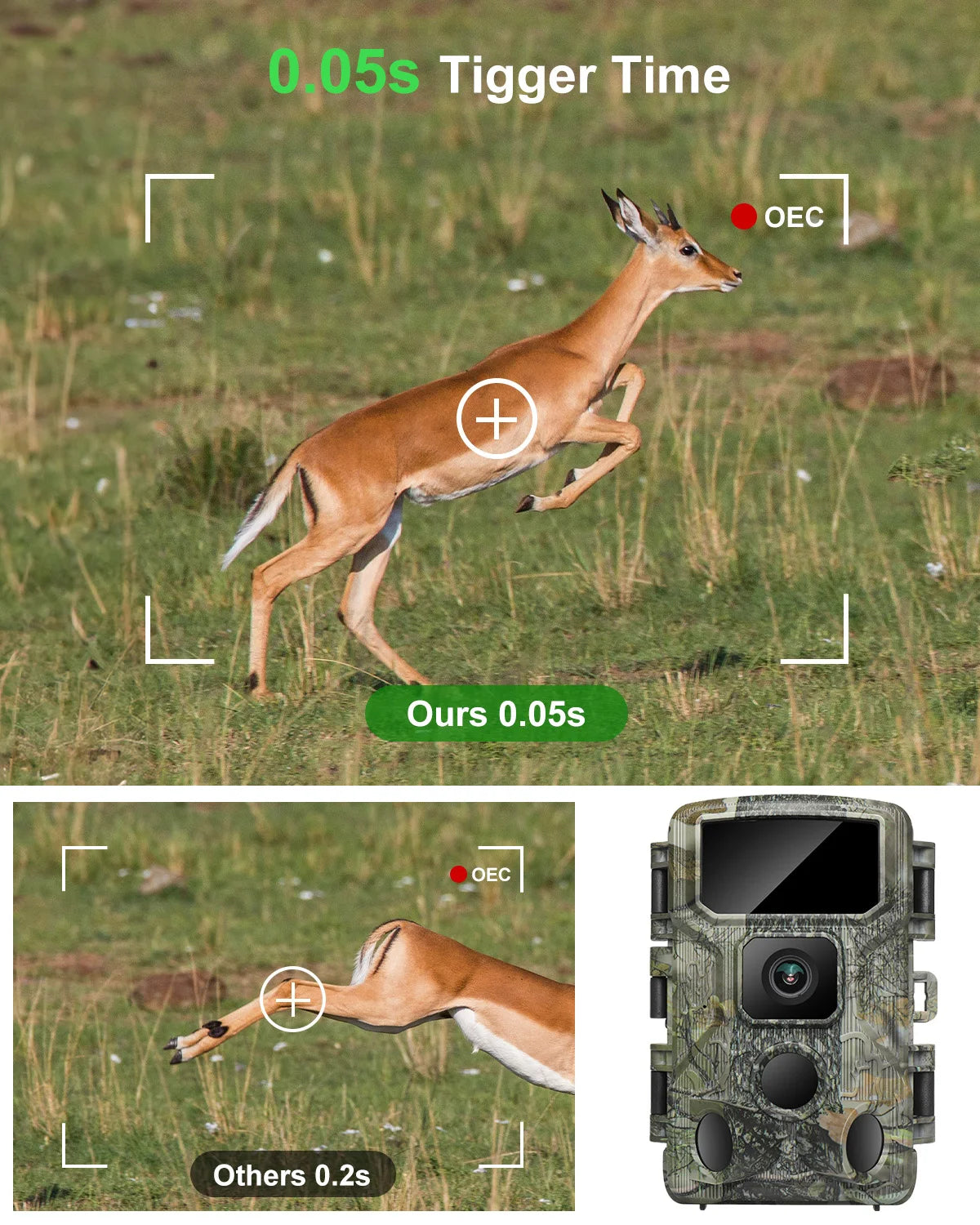KJK 4K 48MP WiFi Trail Camera with Bluetooth, 0.05s Trigger & Night Vision