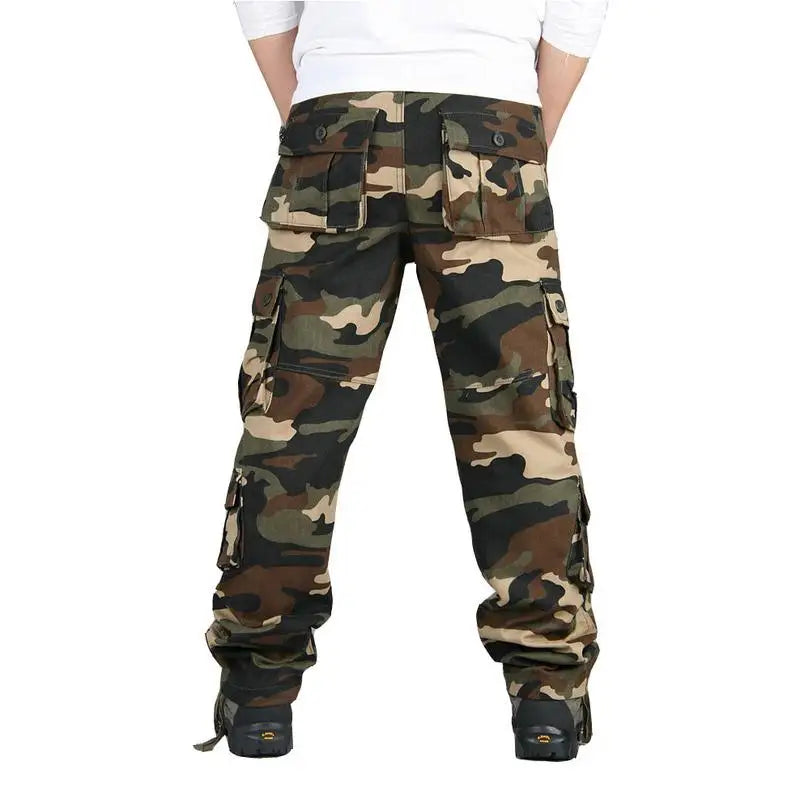Men’s Tactical Camouflage Overalls – Multi-Pocket Cotton Cargo Work Pants for Fishing and Hunting