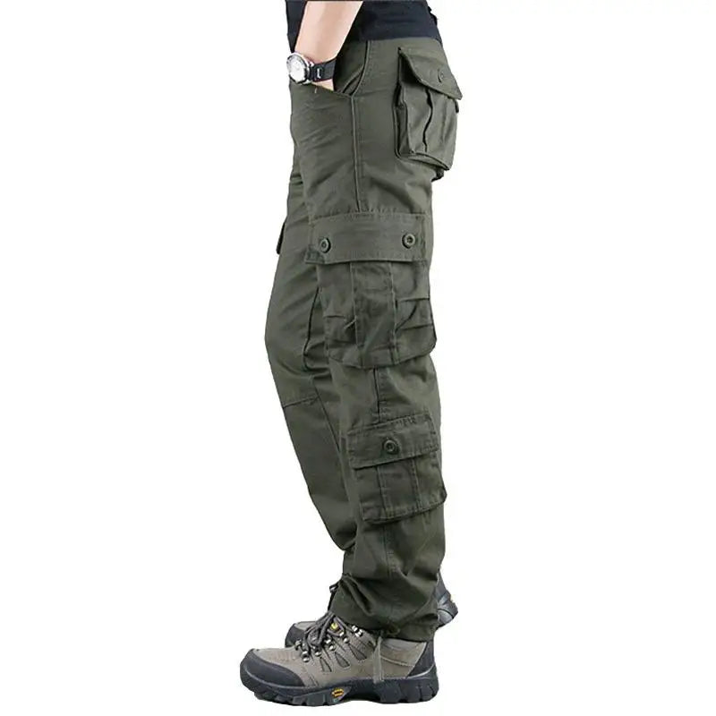 Men’s Tactical Camouflage Overalls – Multi-Pocket Cotton Cargo Work Pants for Fishing and Hunting