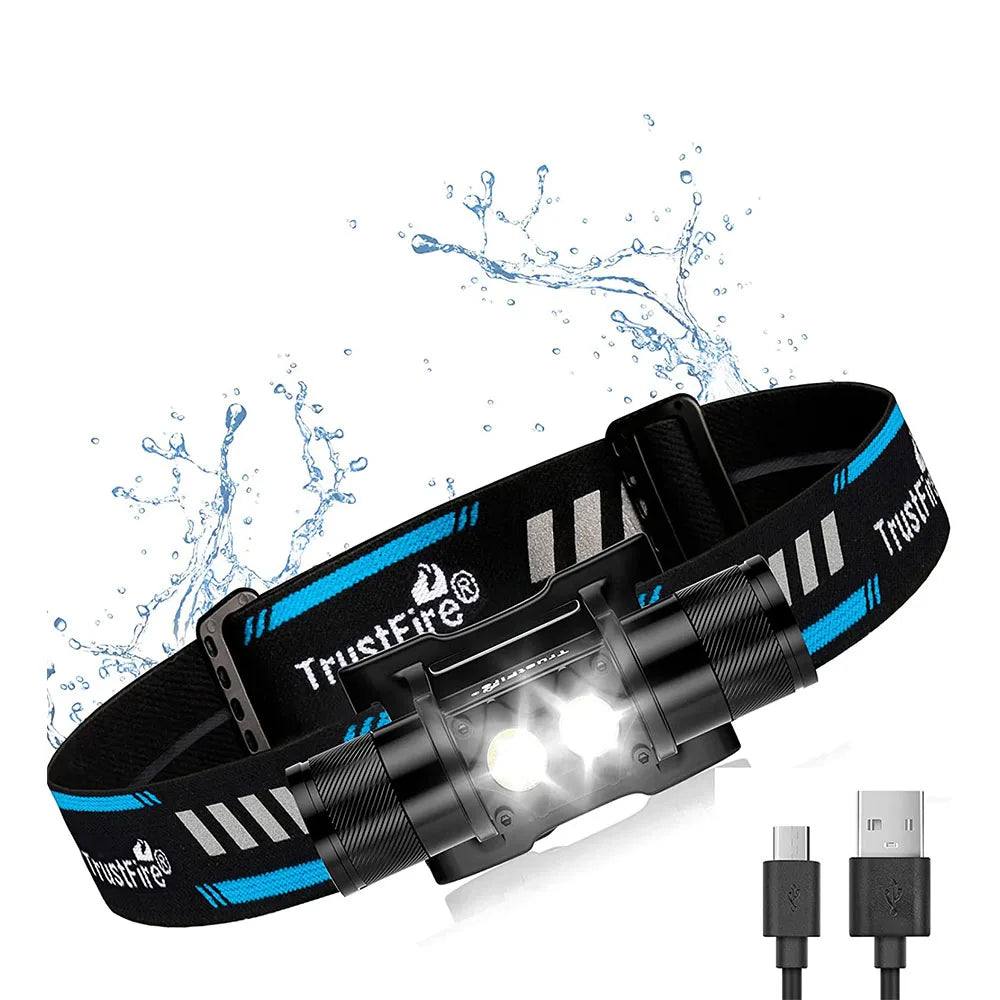 TRUSTFIRE H5R Dual LED Headlamp - 600 Lumen USB Rechargeable Headlight for Outdoor Adventures