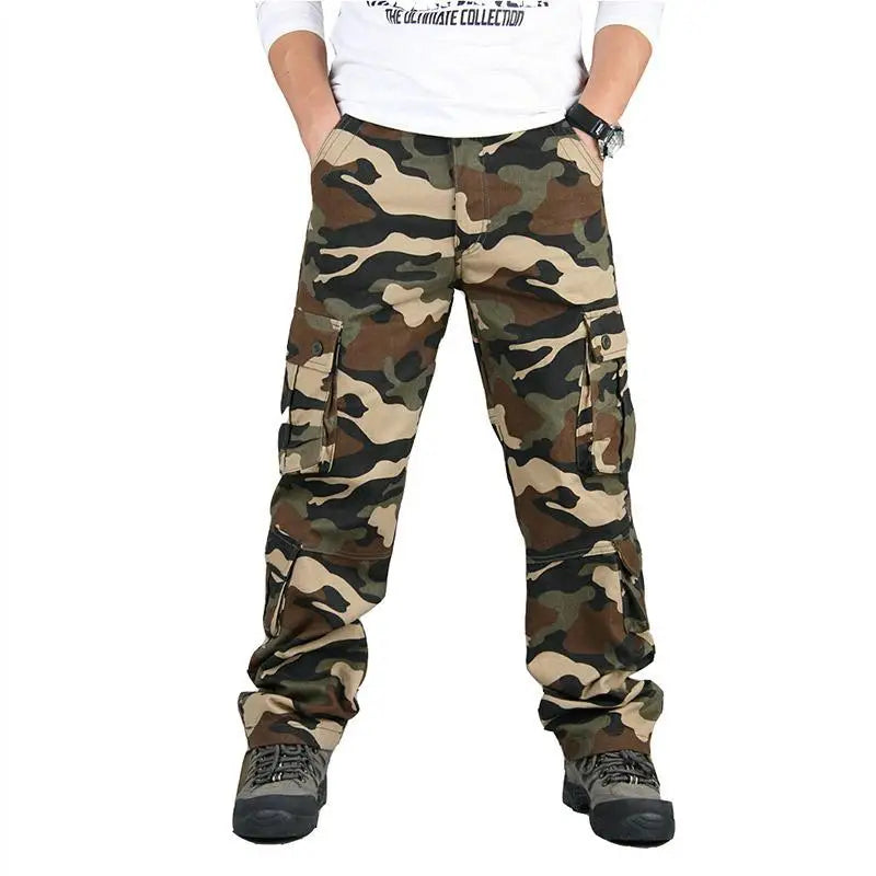 Men’s Tactical Camouflage Overalls – Multi-Pocket Cotton Cargo Work Pants for Fishing and Hunting