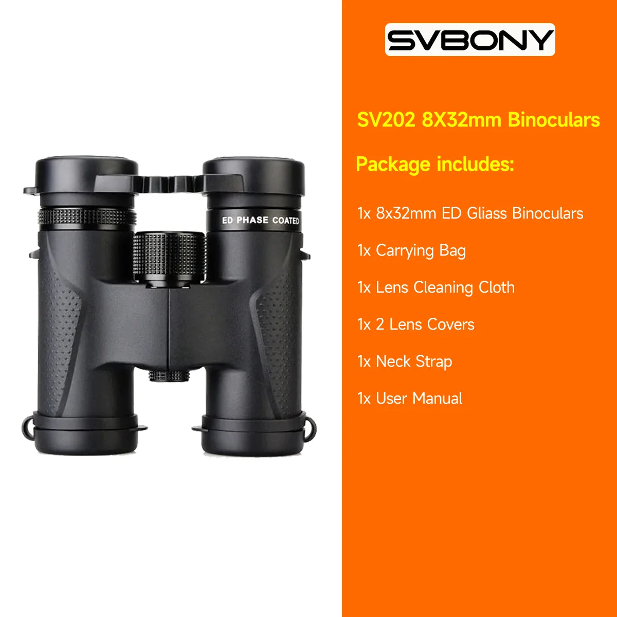 SVBONY SV202 ED Binoculars – Waterproof BAK4 Optics for Birdwatching & Stargazing
