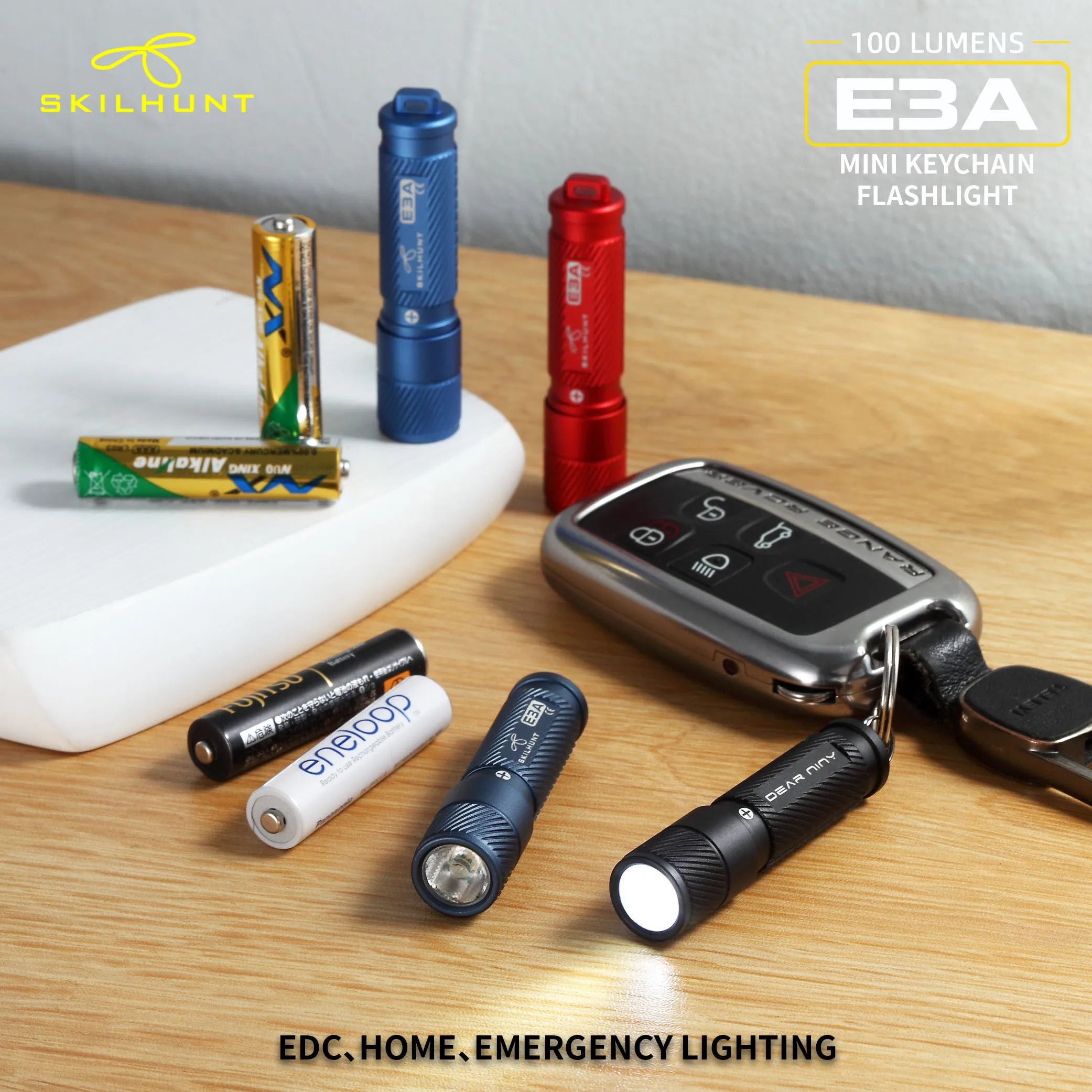 SKILHUNT E3A Mini Keychain Flashlight – 100 Lumen AAA LED Torch for Everyday Use